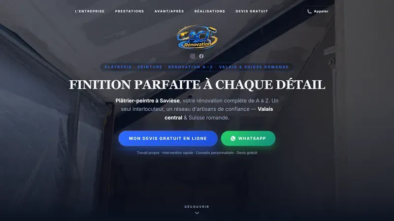 ACJ Rénovation — site plâtrerie-peinture Valais